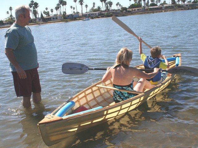 Skin on frame boat in Mission Bay